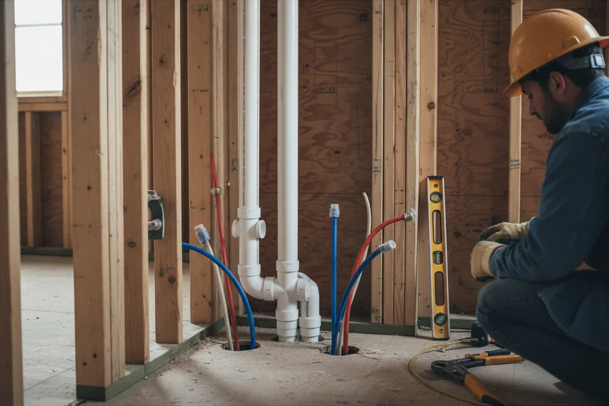 Drain and supply rough-in during Leak Detection in Ashland